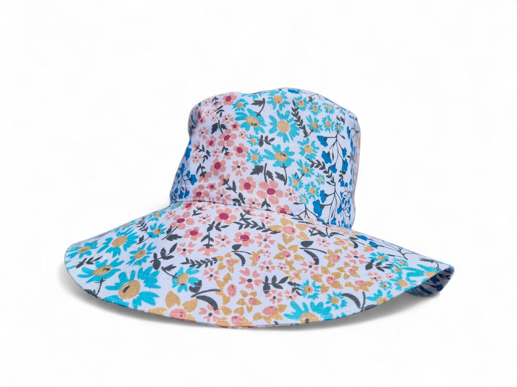 White Floral Ponytail Sun Hats