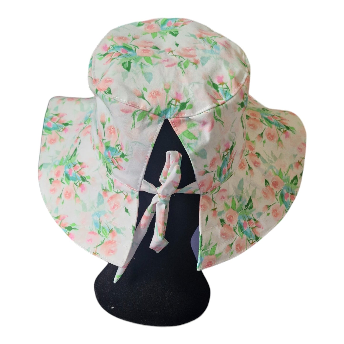 White Floral Ponytail Sun Hats