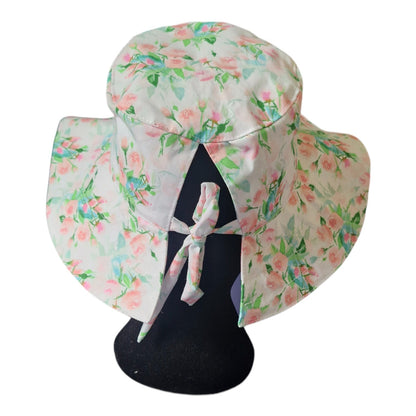 White Floral Ponytail Sun Hats