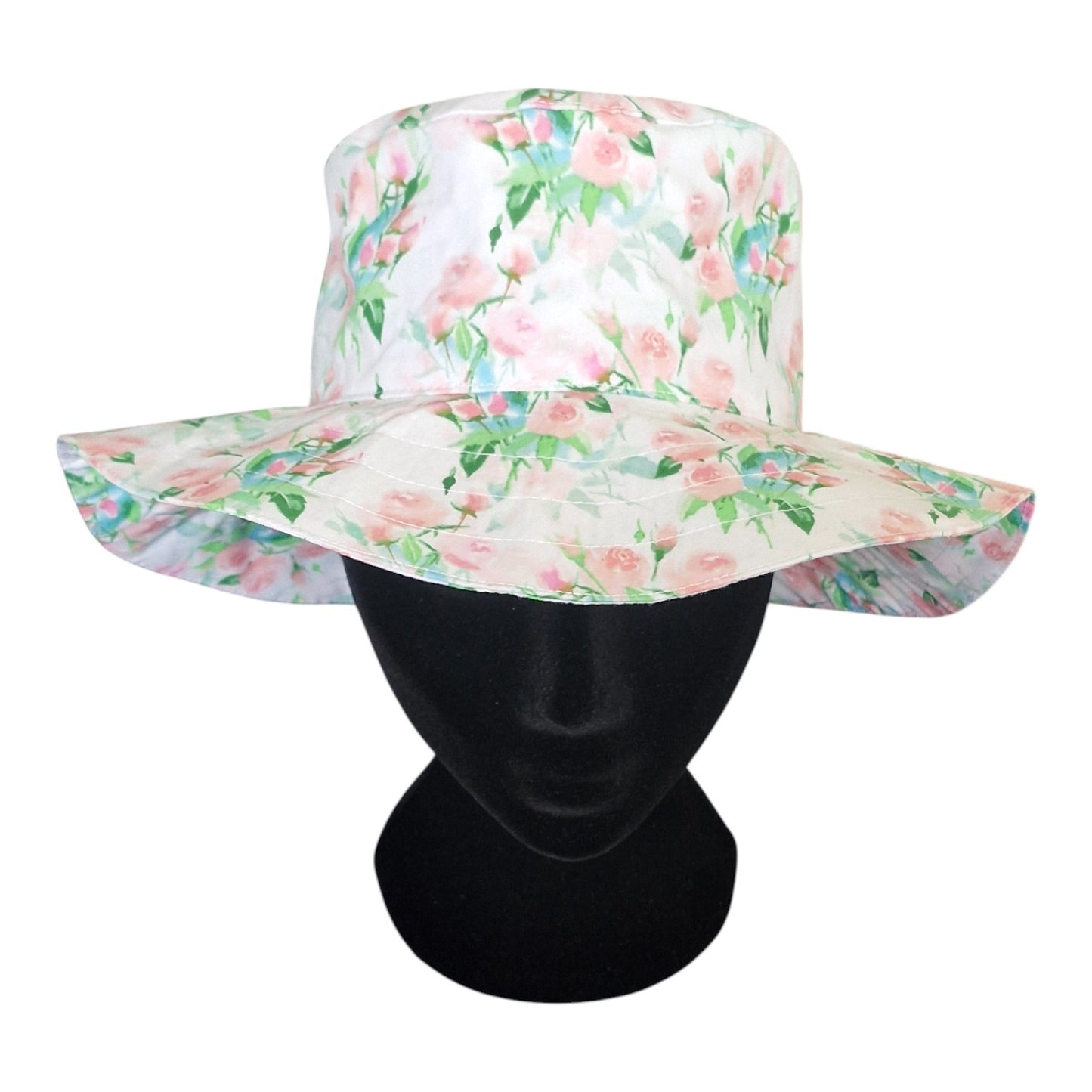 White Floral Ponytail Sun Hats