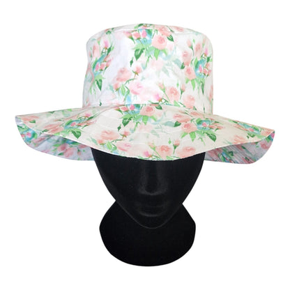 White Floral Ponytail Sun Hats