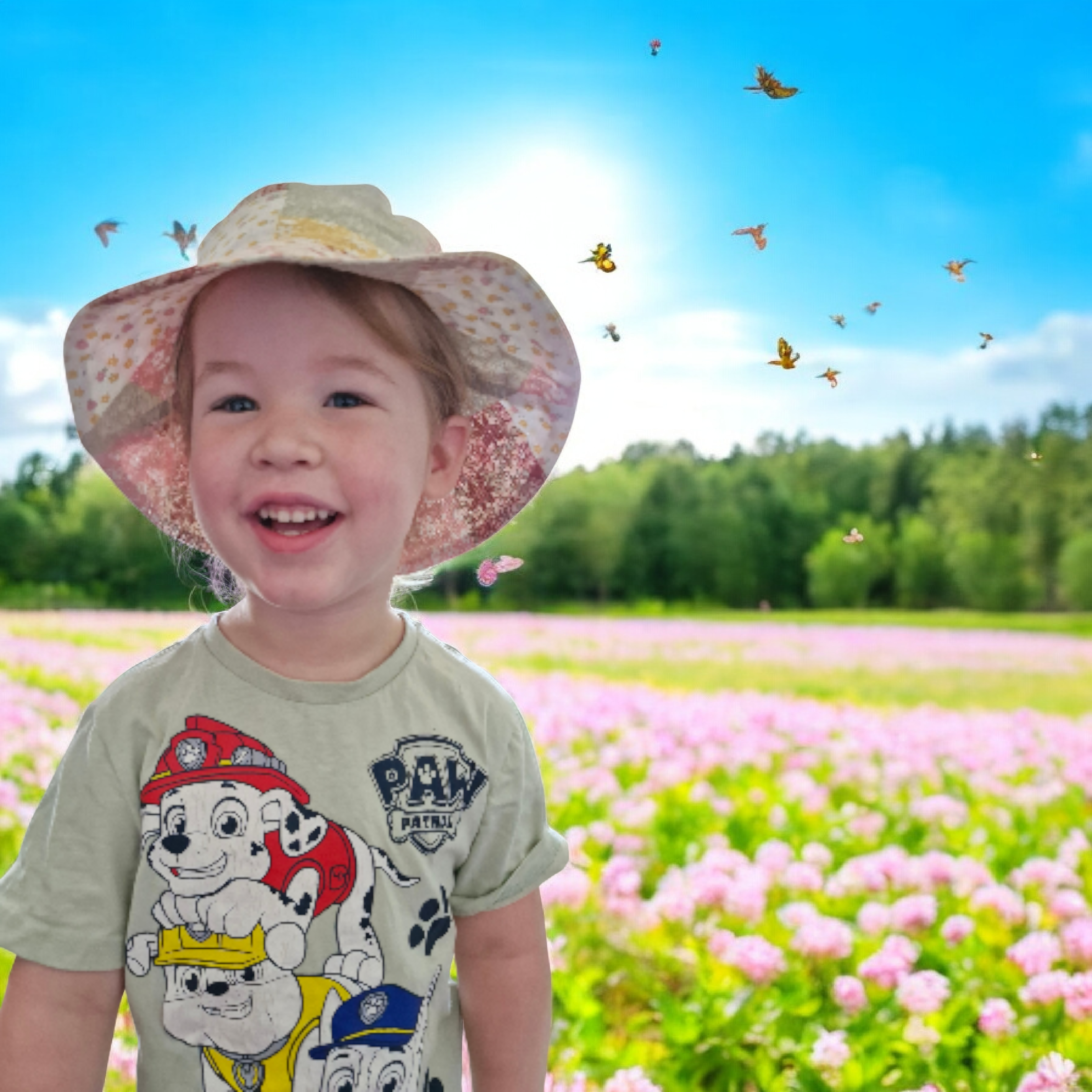 White Floral Ponytail Sun Hats