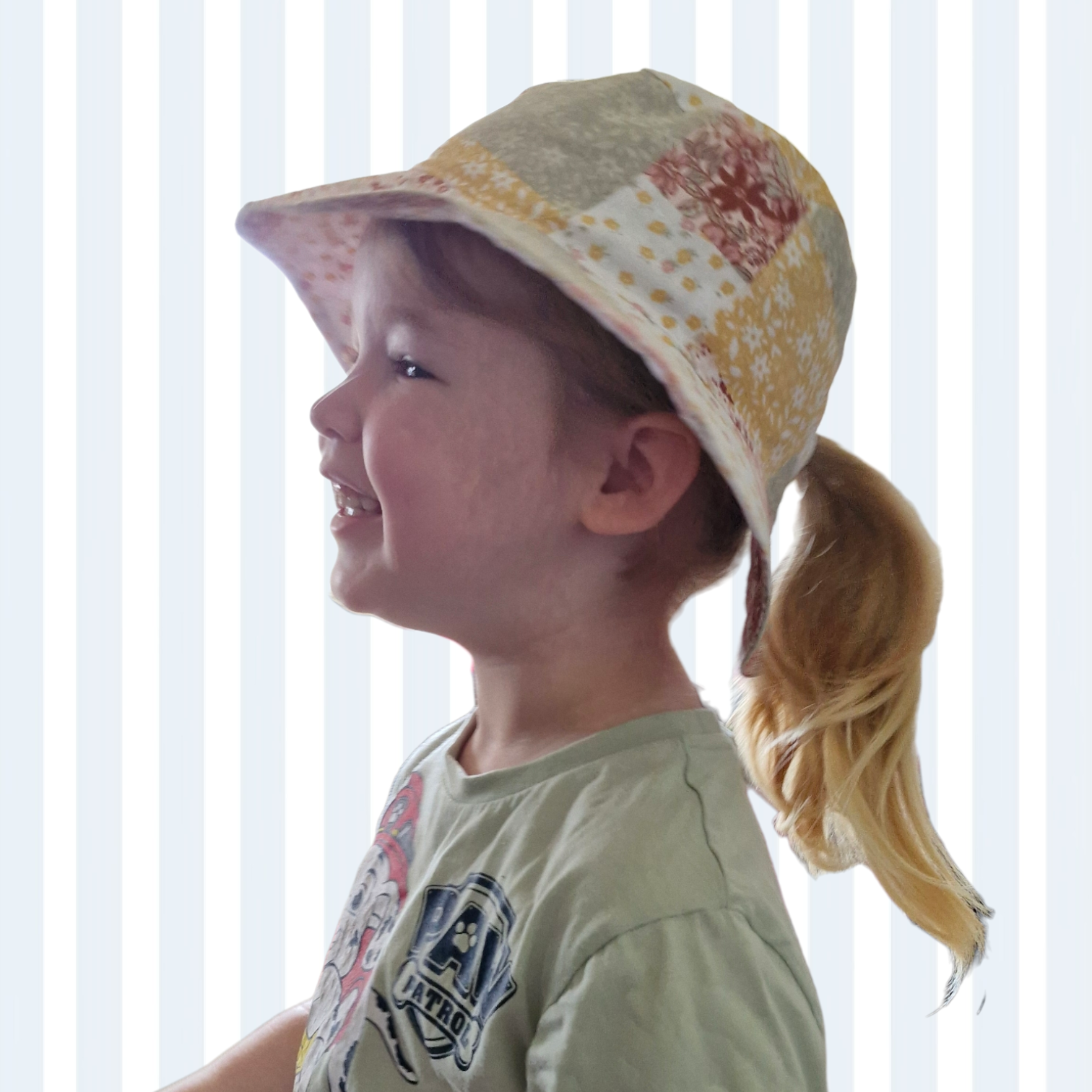 White Floral Ponytail Sun Hats