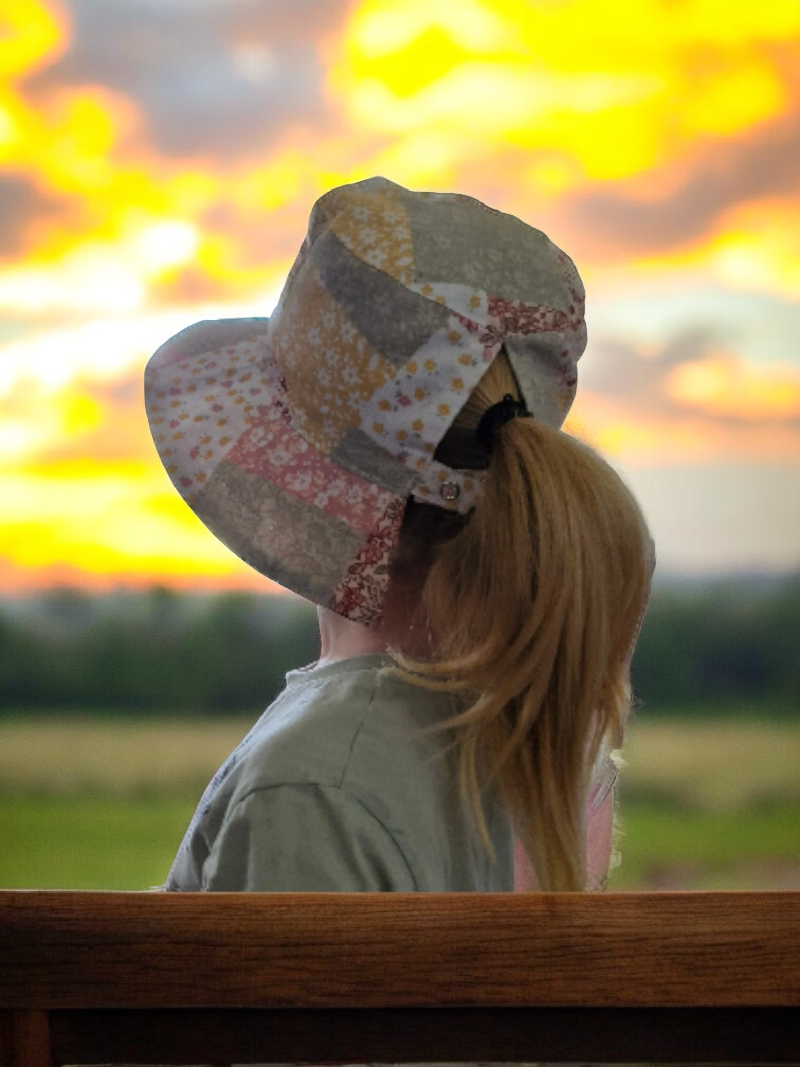 White Floral Ponytail Sun Hats